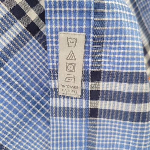 Thomas Dean Shirt Mens 3XLT Blue Plaid Pima Cotton Button Down Long Sleeve Tall - Picture 9 of 14