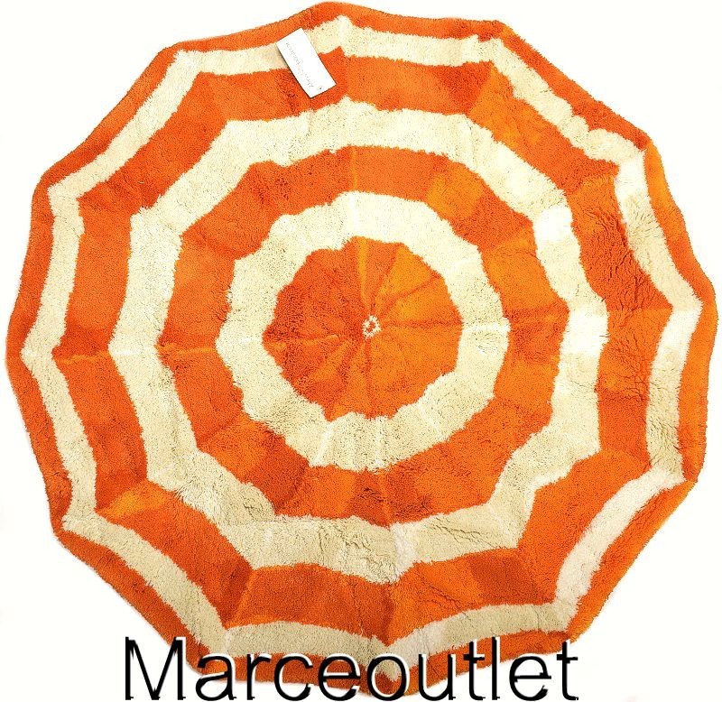 Abyss & Habidecor Parasol Egyptian Cotton Giza Bath Rug 35" Round Orange