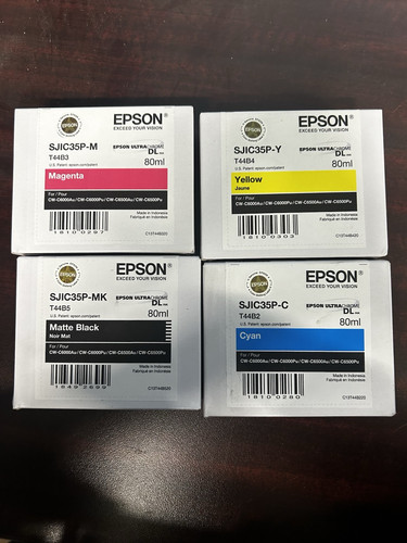 GENUINE Epson 4 Pack SJIC35P Ink for ColorWorks CW-C6000Au/C6500Au/C6000P/C6500P