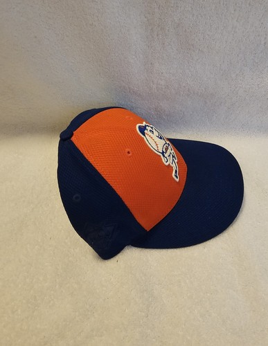 New York Mets w Mr. Baseball Logo New Era Baseball Cap Blue/Orange/White Fitted - Picture 2 of 11