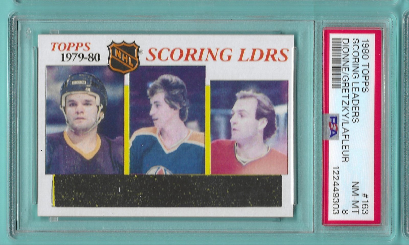 1980 Topps Hockey #163 Wayne Gretzky Scoring Lead PSA 8 Edmonton Oilers 2d Year