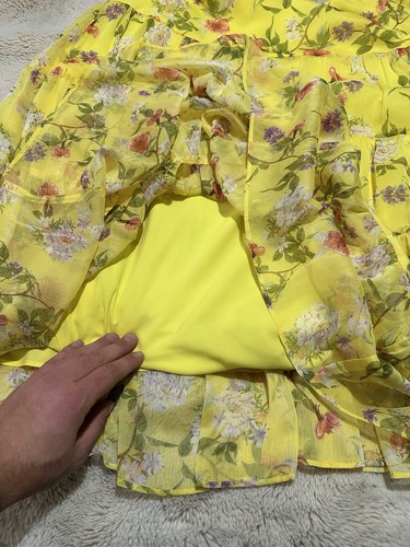 Lauren Ralph Lauren Maxi Rock Damen Gr. L gelb geblümt Stufen Fee fließend - Bild 7 von 8