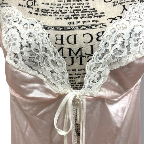 Vintage Federick’s of Hollywood Gr. L2 rosa Spitzenbesatz Babydoll langes Nachthemd - Bild 4 von 7