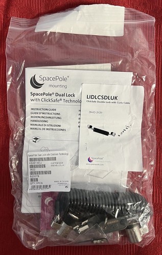 LIDL UK ClickSafe Double Lock With Curly Cable Spacepole Dual Lock Ref00179 (-2)