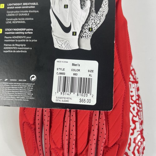 Nike Superbad 5.0 Red / White Football Gloves Men’s Size XL New CJ9683-663 - Picture 5 of 5