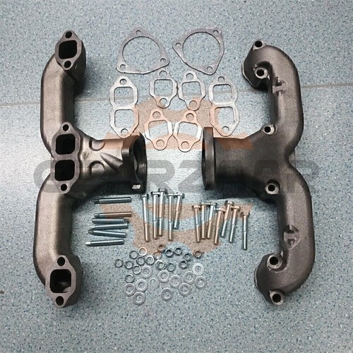 Horn Exhaust Manifolds Pair Set Fits Small Block Chevy SBC 283 305 327 350 400 - Picture 10 of 24