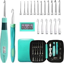 18 Size Counting Crochet Hooks with Light, Digital Counter Crochet Hooks Set ...