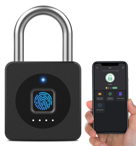 Fingerprint Gym Locker Lock, Keyless Biometric Padlock, Weatherproof Electron...