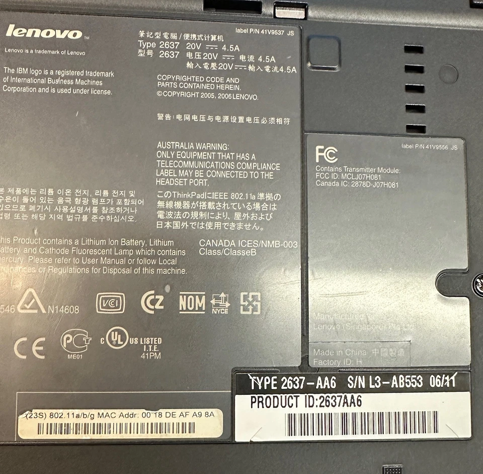 Portátil IBM ThinkPad T60 14" 4GB RAM, 60GB HD, Windows 7 Ultra, incluye cargador Foto 4 de 4