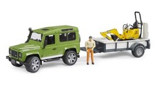 Bruder 2593 Land Rover Defender with One Axle Trailer, JCB Micro Excavator and W