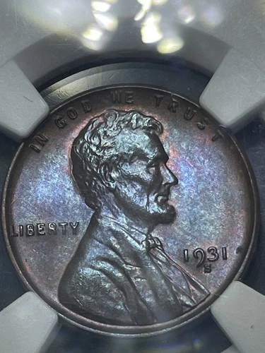 1931-S Lincoln Wheat Cent  NGC  MS 64 BN amazing Toned beautiful penny