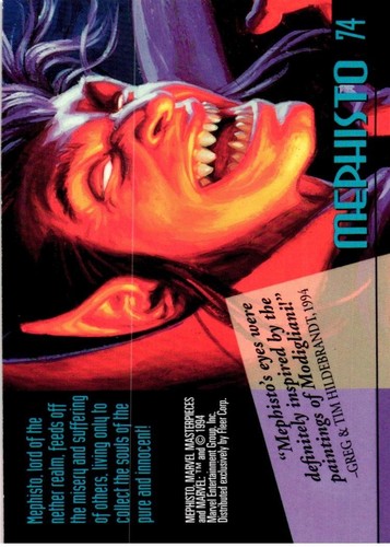 Vintage 1994 Marvel Masterpieces Mephisto Card Greg Tim Hildebrandt Supervillain - Picture 2 of 2