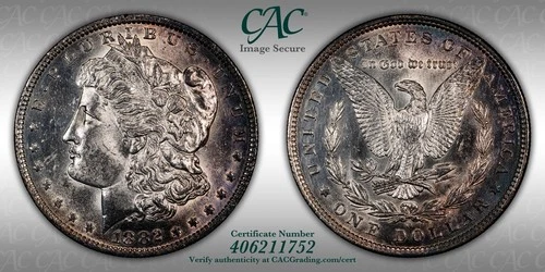 1882 O  MORGAN "CAC UNC, DETAILS " Nice Fields And Toning.  1 DAY, No Reserve!🔥