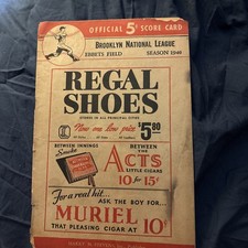 1940 Brooklyn Dodgers vs cincinatti  Reds ws champ Scorecard Program Scored
