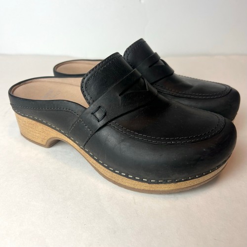 Dansko Damen Bel Pantolette Komfort Halbschuh Leder Clog Schwarz Größe 5,5-6
