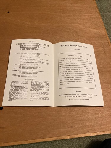 5. Januar 1958 Orden of Service Program First Presbyterian Church Kalamazoo, MI - Bild 3 von 3