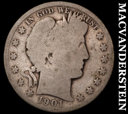 1901-S Silver Barber Half Dollar-Semi Key Better Date No Reserve #i4604