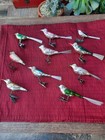 VINTAGE CHRISTMAS BAUBLES MERCURY GLASS, 10 CLIP ON MERCURY GLASS BIRDS