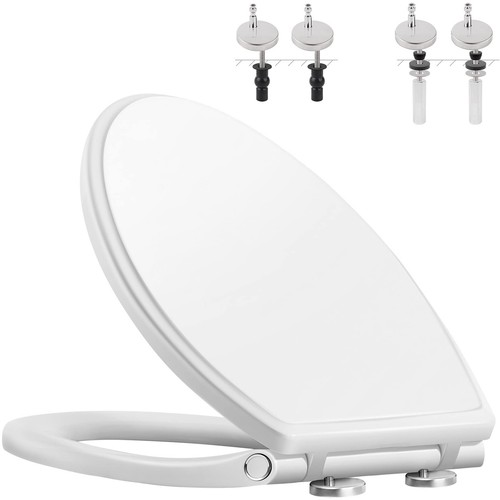 Premium Elongated Toilet Seat with Cover(Oval) Quiet Close, One-Click to Quic... - Picture 1 of 6