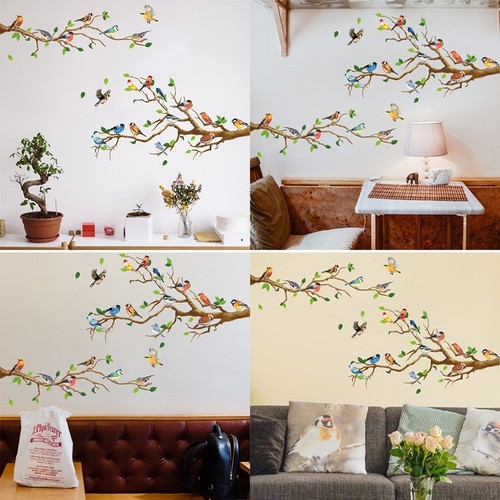 Bird Tree Plant Wall Stickers PVC Decal Art Mural Home Decor Living Room Bedroom - Picture 7 of 10
