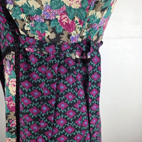 VTG Womens Ragtime Peasant Prairie Boho Midi Dress Floral Patchwork 70’s S FLAW  - Picture 11 of 21