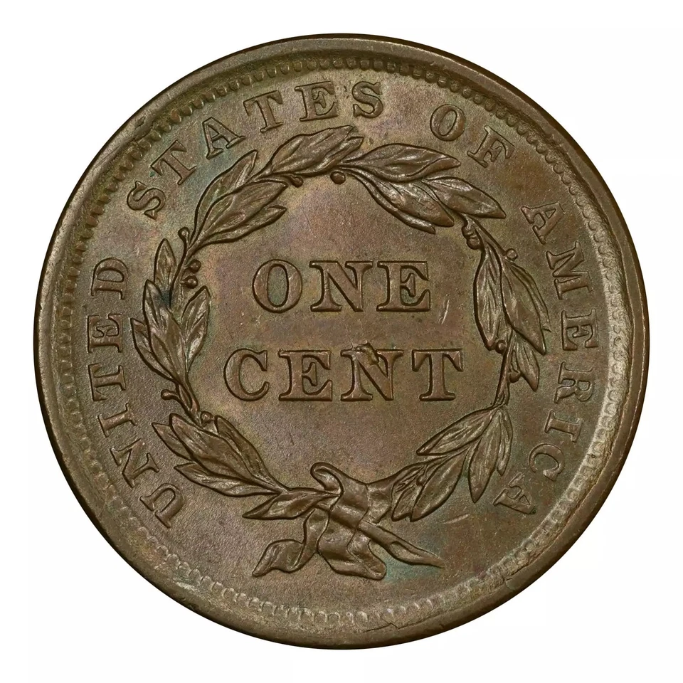 1840 Braided Hair Large Cent PCGS MS62 BN Large Date CAC - Image 2 of 4