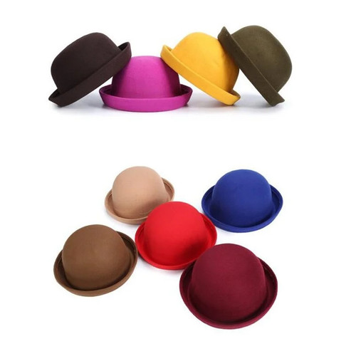 Fashion Winter Hat Fedora Vintage Women Children Trendy Wool Felt Bowler - Picture 22 of 30