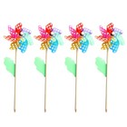  4pcs Exquisite Dot Colorful Plastic Windmill Kids Toy Wooden Pole Garden Lawn