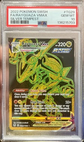 2022 Pokemon SWSH Silver Tempest FA Rayquaza Vmax Trainer Gallery TG29 PSA 10