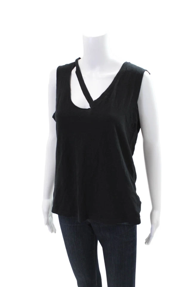 Camiseta sin mangas para mujer LNA sin mangas con cuello en V recortada negra talla S Foto 2 de 4