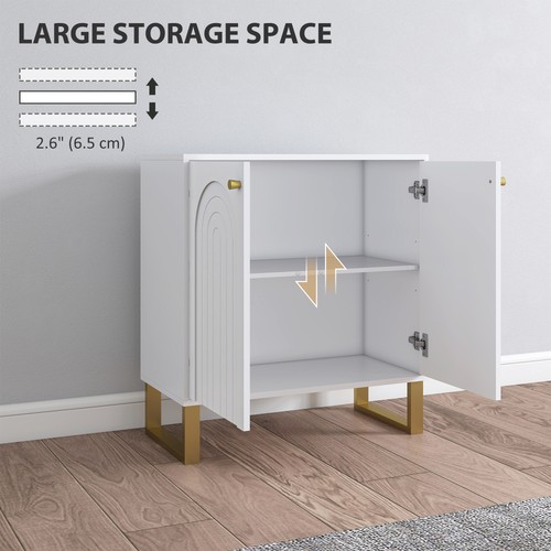 HOMCOM Aparador con Estantes Ajustables y 2 Puertas para Salón, Blanco - Imagen 6 de 11