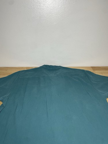Tommy Bahama Herren Extra Large türkis einfarbig 100 % Seide Camp Kurzarm Hemd! - Bild 13 von 22