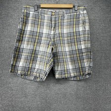 Tommy Bahama Chino Shorts Men 36 Plaid Linen Blend Summer Beach