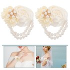  2 Pcs Bridesmaids Wrist Flowers Corsage Artificial Corsages Hand