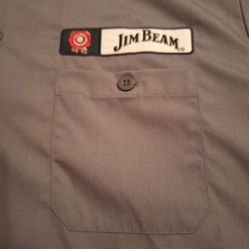 Jim Beam Bourbon Gray Button Down Short Sleeve Embroidered Work Shirt Medium  - Picture 2 of 11