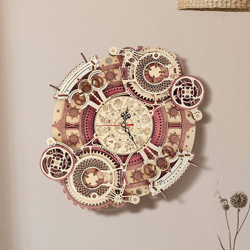 ROKR 3D Wooden Puzzle Mechanical Zodiac Clock DIY Wall Mechanical Clock - Picture 2 of 9
