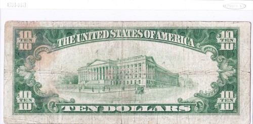 1929 $10 BOSTON Massachuetts MA Federal Reserve Bank FRB Brown National Currency - Picture 2 of 2