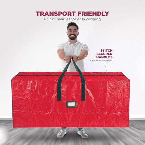 Heavy Duty Christmas Tree Storage Bag 9 Ft - Christmas Tree Bag Red - Picture 4 of 5