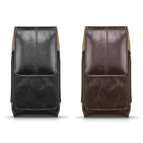 Cell Phone Holster Pouch Leather Wallet Case with Belt Loop for iPhone Samsung - Picture 2 of 12