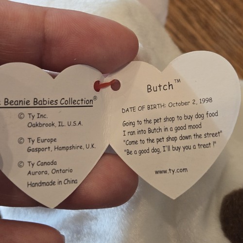 Rare TY Beanie Baby Retirwd Butch The Dog.Tag Errors 1998/1999 - Picture 5 of 7
