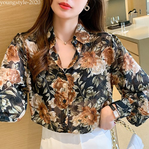 Camicia top donna elegante moda floreale OL casual carriera business ufficio camicetta - Foto 72 di 86