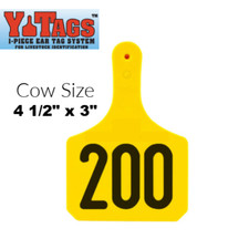 New 100 Yellow Y-Tex Y-Tags Cow Size 1 piece ear tags Numbered 101 to 200