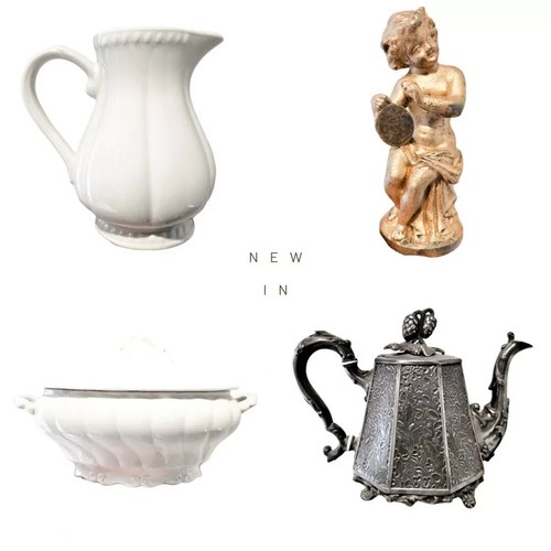 Vtg Antique Brocante Oval Floral Platter 13" Country Shabby Chic French Estate - Picture 11 of 13