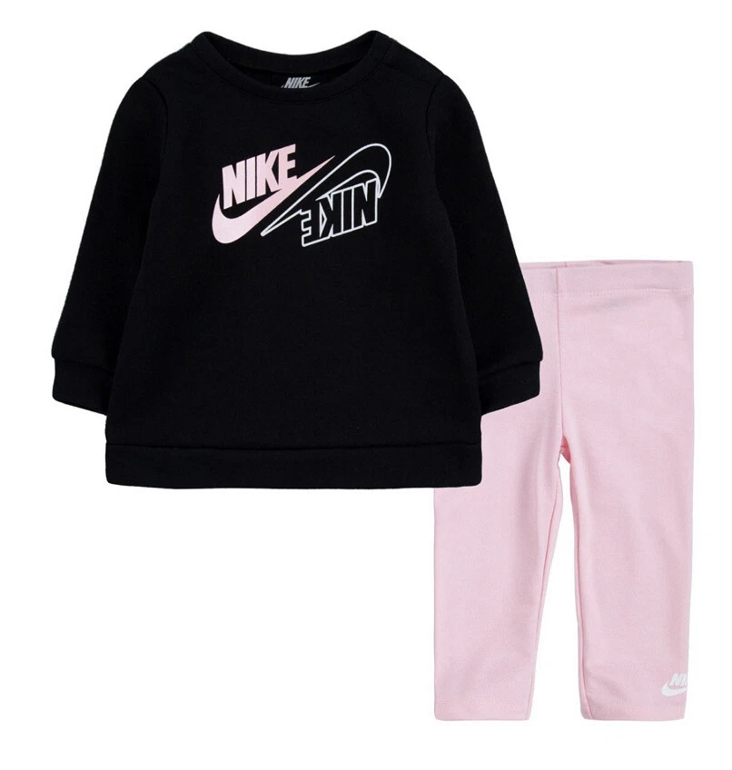 NIKE Baby Girl's Futura Crew Neck and Leggings set 2pcs Size-24 mth  Color-pink