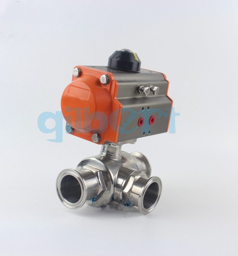 1.5" 2" Tri Clamp 304 Stainless T/L Port Sanitary Pneumatic 3 Ways Ball Valve - Picture 5 of 5