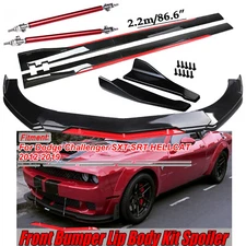 For Dodge Challenger SRT Front Bumper Lip Splitter+Spoiler Side Skirt Bod Kit
