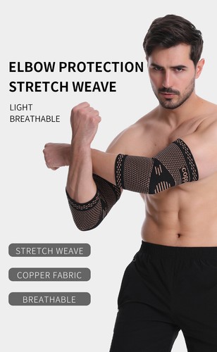 Copper Elbow Compression Sleeve Brace Support Arm Sports Arthritis Tendonitis HT - Picture 8 of 13