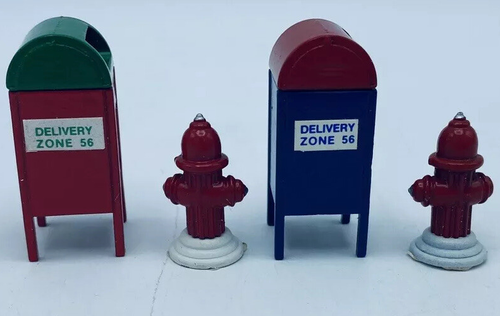 Department 56 Mail Box & Fire Hydrant Set of 4 5214-0 & 5517-4 Metal Accessories - Picture 4 of 12