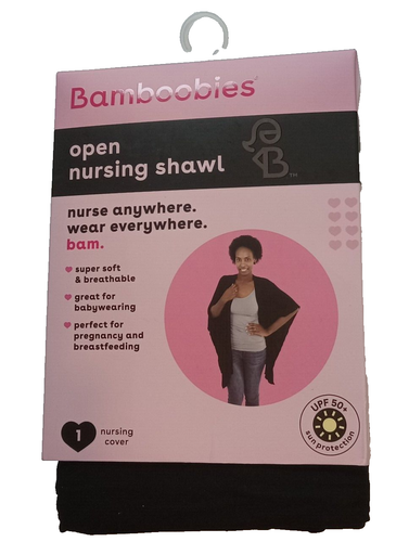 Bamboobies Open Nursing Shawl Black One Size Breastfeeding Sun Protection - Picture 1 of 7