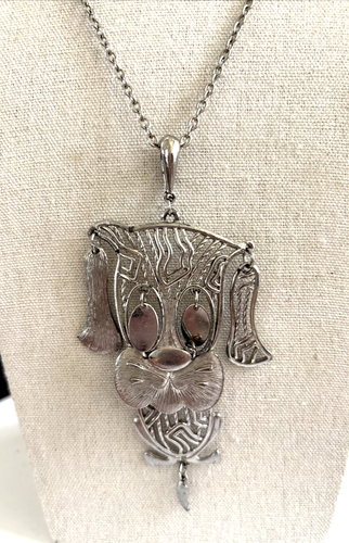 Vintage Alan Necklace Articulated Dog Silver Tone Metal Dangle Pendant Novelty - Picture 1 of 4